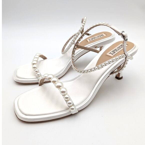 Badgley Mischka Jolie Ankle Strap Heel Sandal Women's Soft White Size US9.5 EU40 - Picture 1 of 11